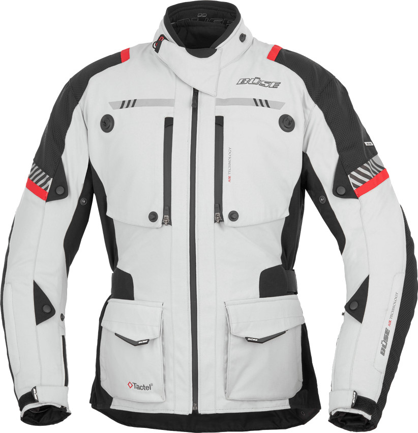 Büse Veste Toursport gris clair/rouge