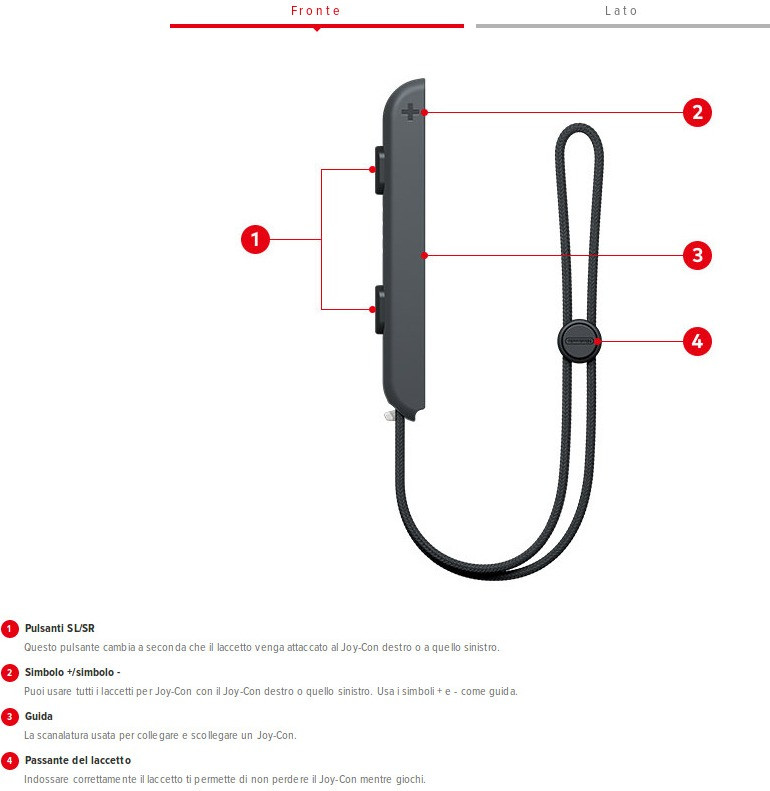 Laccetto per Joy-Con Nintendo Switch. Rosso - gioco per Console e