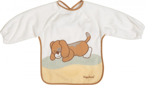 Playshoes Bavoir à manche éponge chien marron/blanc