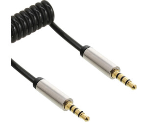 Stereo Klinken-Kabel 3, 1,5m Spiral Audio Klinkenkabel AUX Spiralkabel