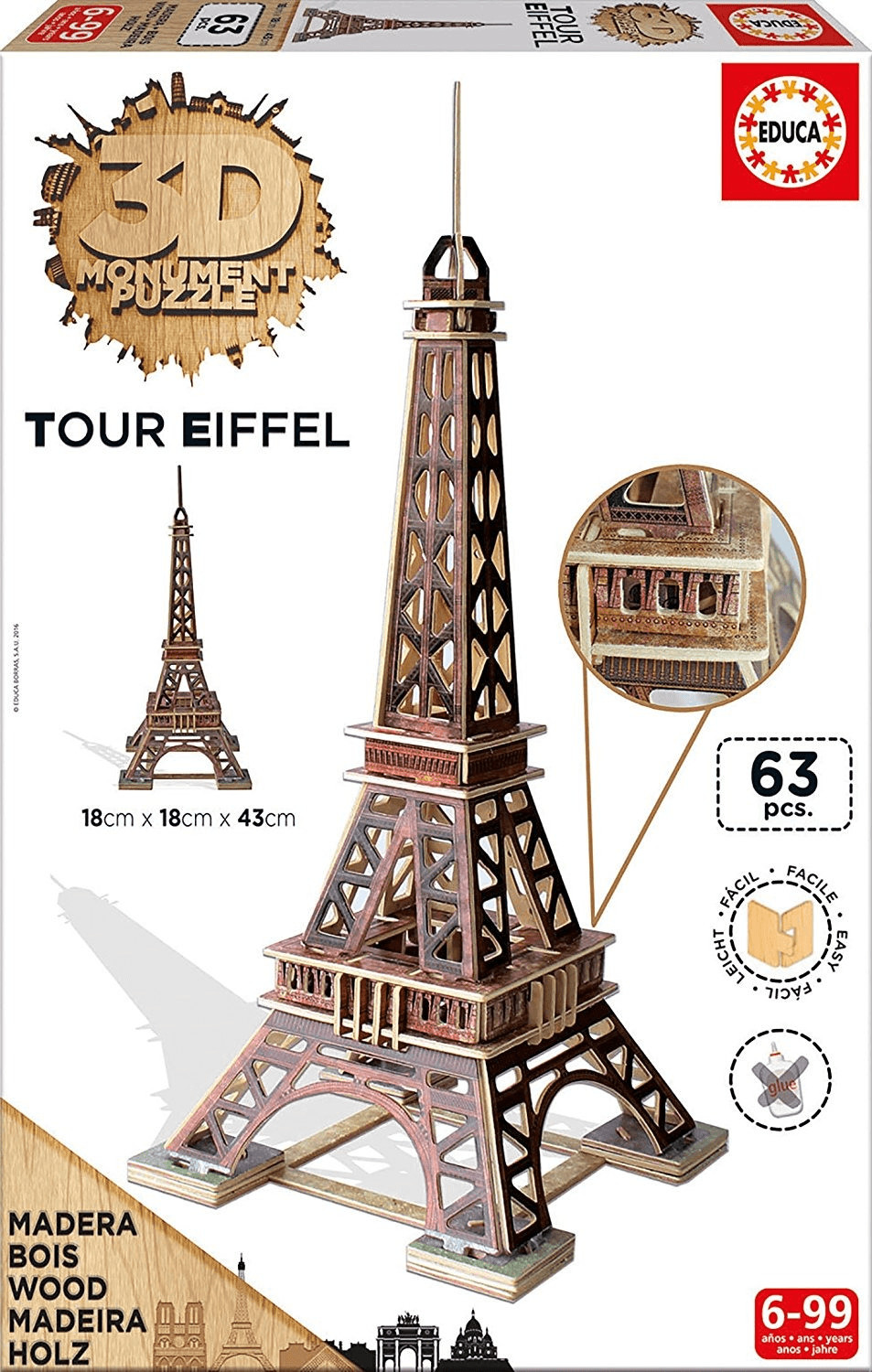 Educa Borrás 3D Monument Puzzle Tour Eiffel (16998)