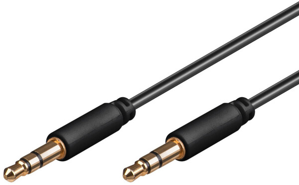 Goobay Klinke-Klinke Kabel - St/St Stereo - 3,5mm -> 3,5mm - slim - vergoldet - schwarz - 1m