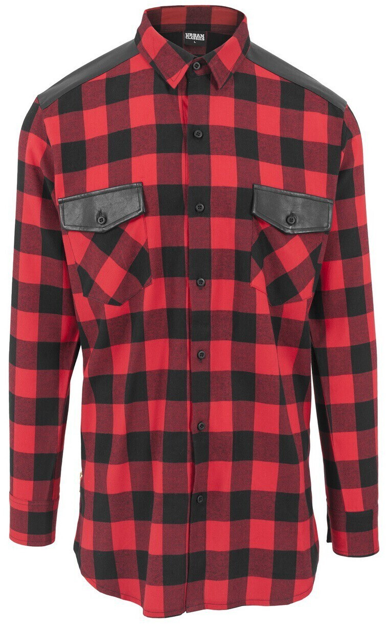 Urban Classics Regular Fit Side Zip Leather Shoulder Flanell black/red (TB1253-44)