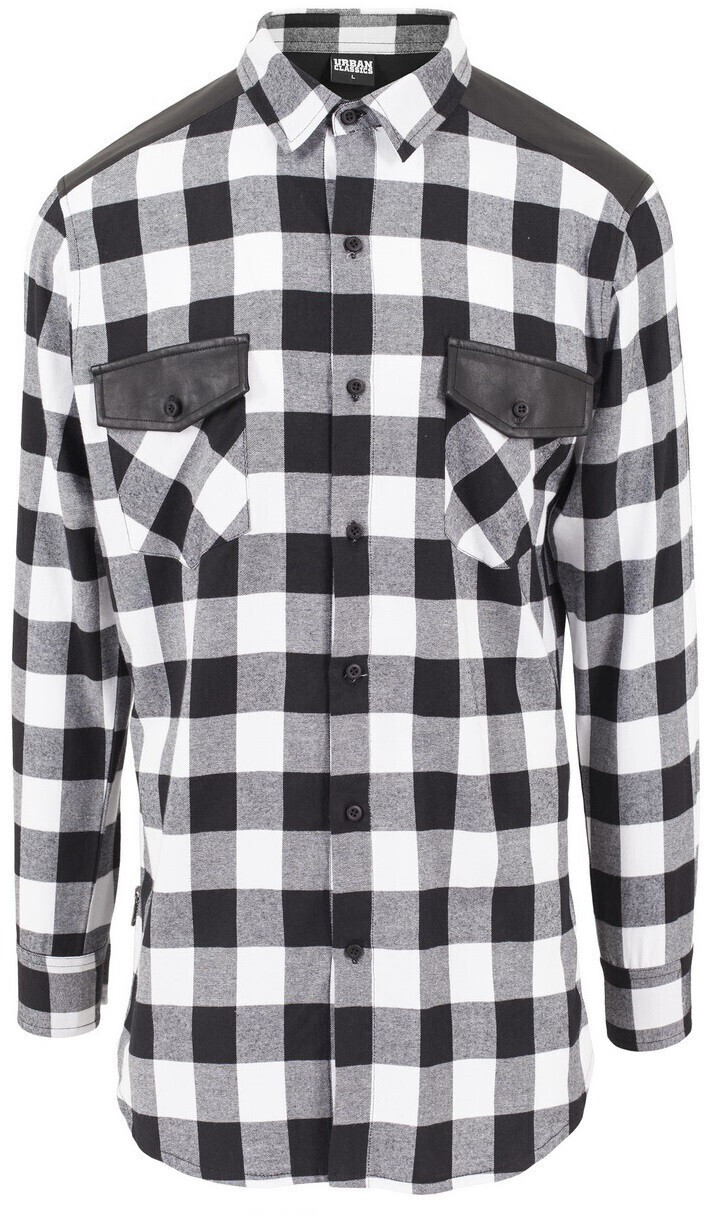 Urban Classics Regular Fit Side Zip Leather Shoulder Flanell black/white (TB1253-50)