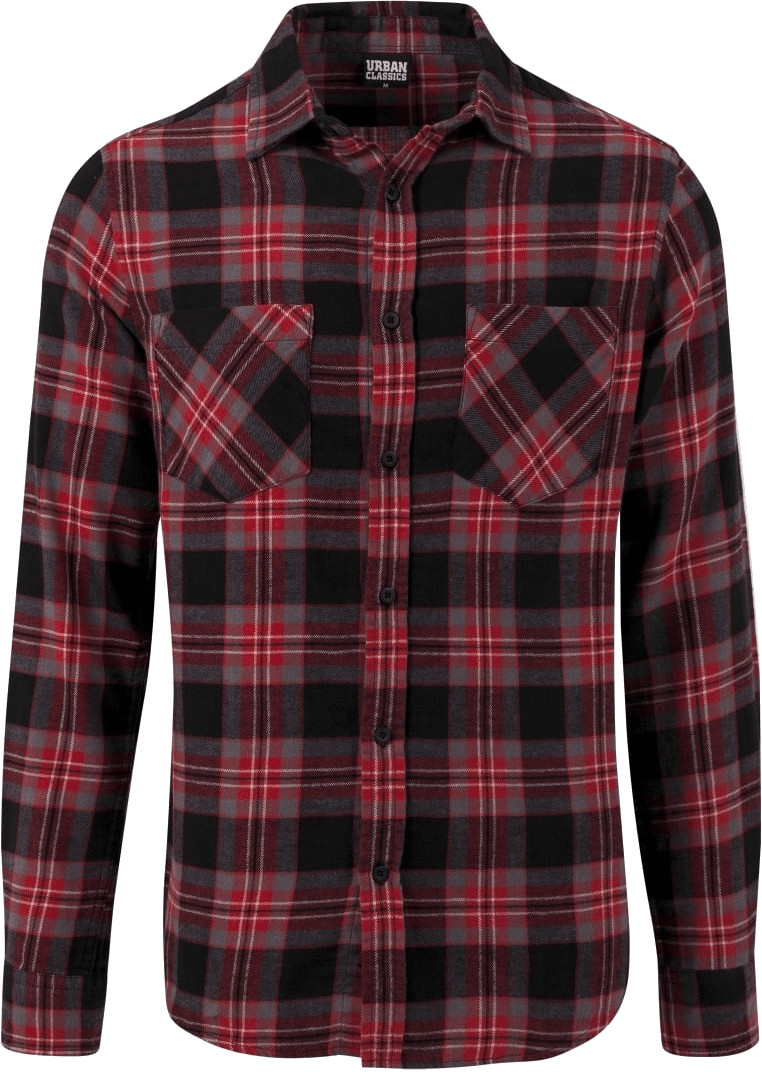 Urban Classics Regular Fit Checked Flanell black/grey/red (TB1422-801)