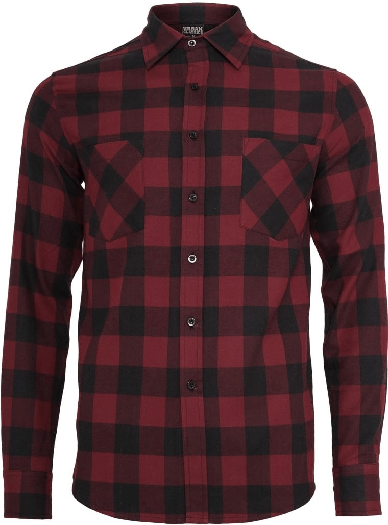 Urban Classics Regular Fit Checked Flanell black/red (TB297black/burgundy)