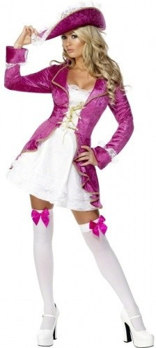 Smiffy's Fever Pirate's Treasure Costume, Pink and White M (30731)
