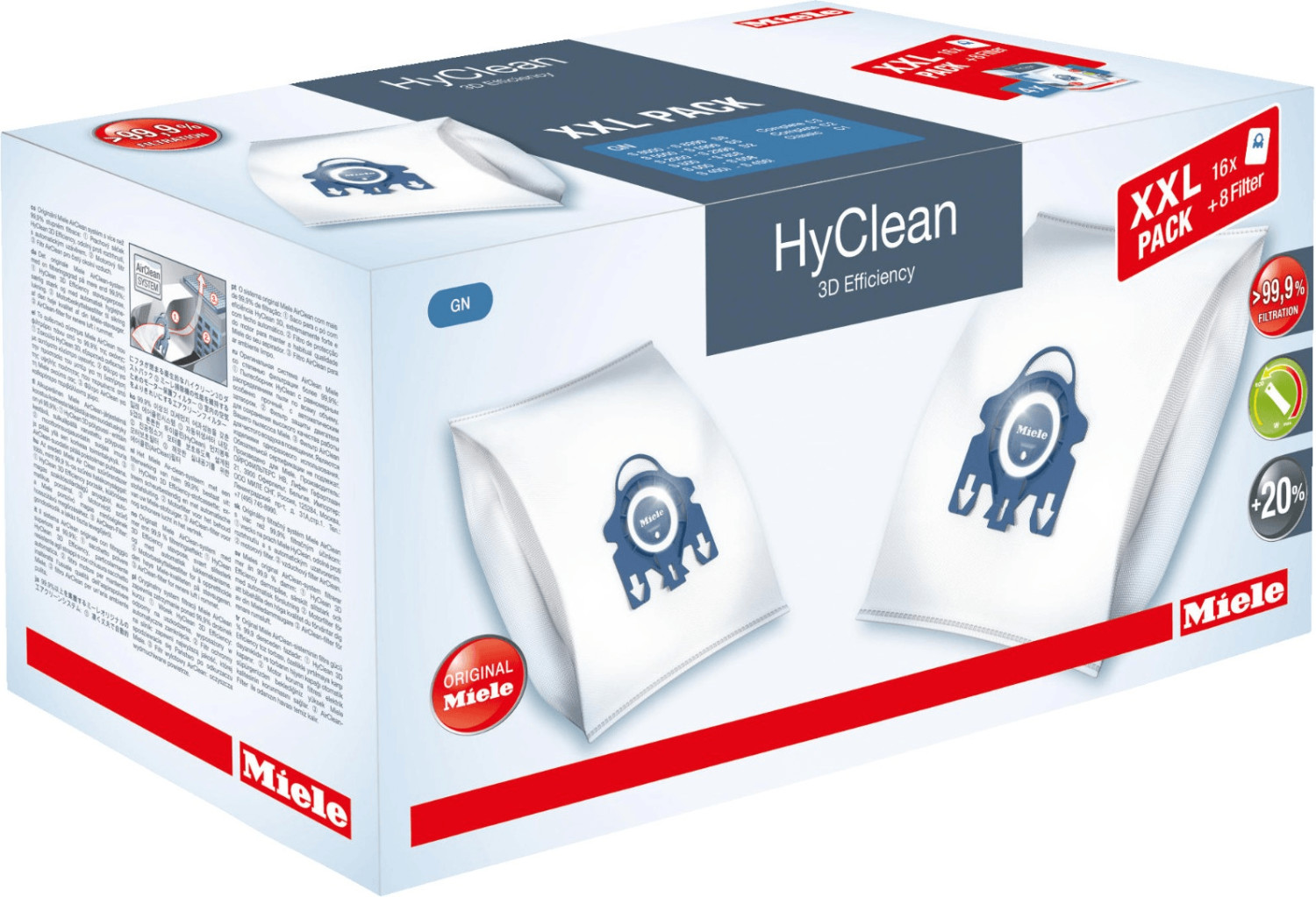 Miele Boîte de 16 sacs aspirateur XXL Pack HyClean 3D Efficiency