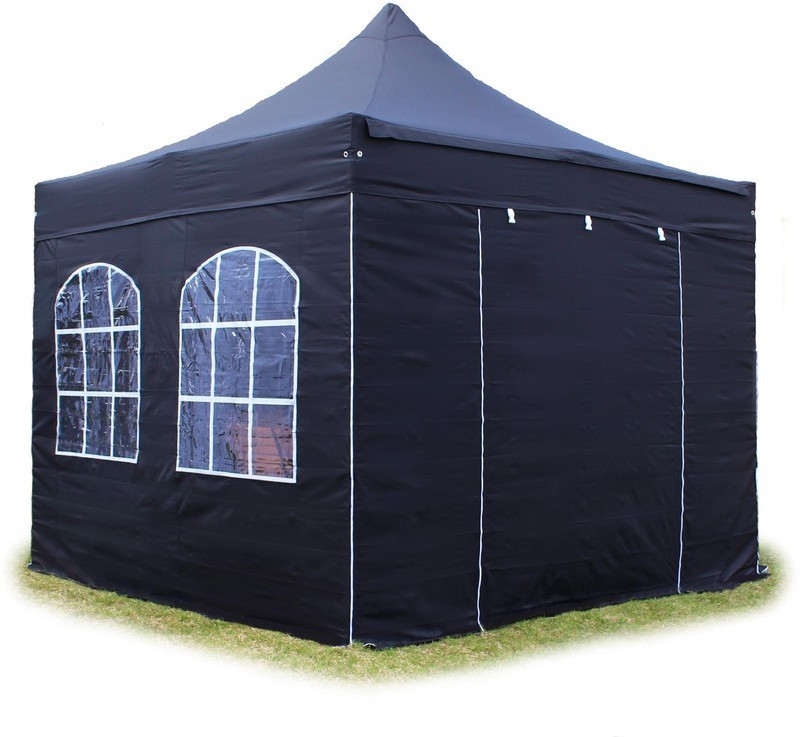 Toolport Tente pliante Premium 4 fenêtres 3 x 3 m noir