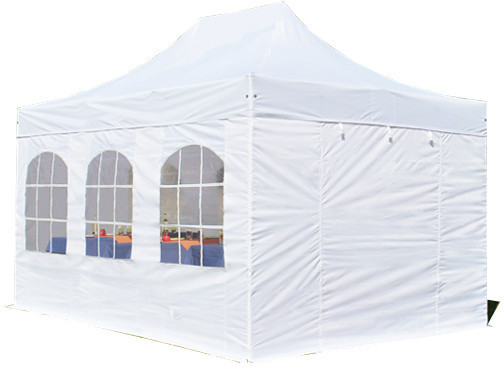 Toolport Tente pliante Premium 6 fenêtres 3 x 4,5 m blanc