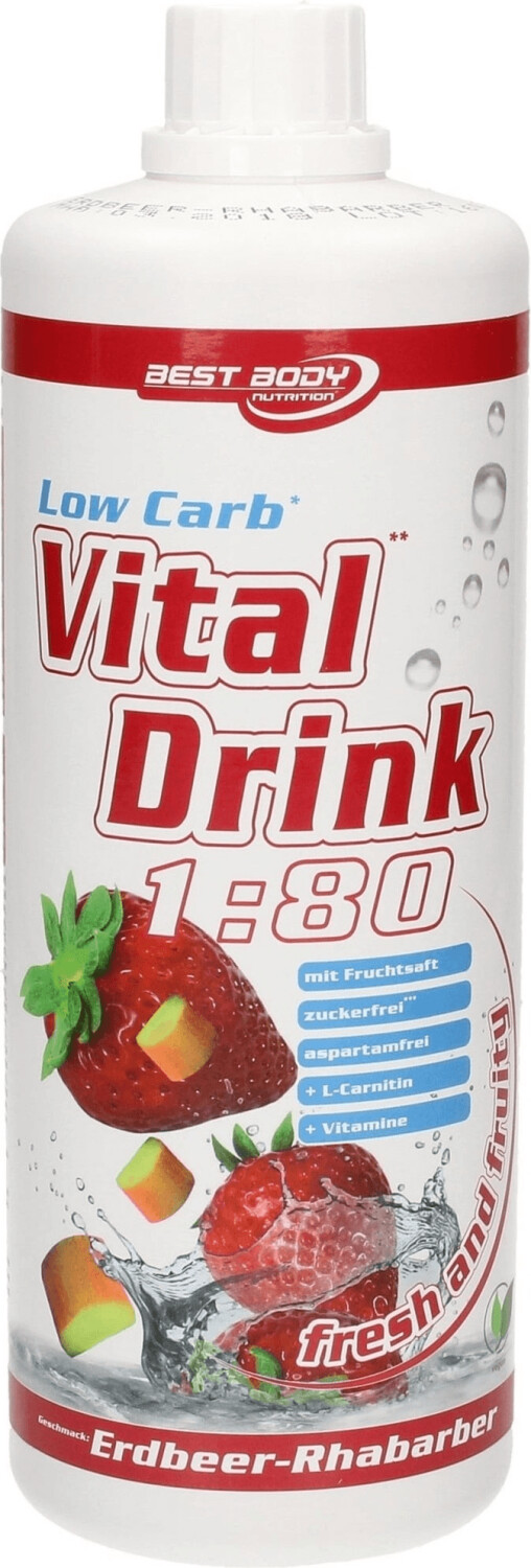 Best Body Nutrition Low Carb Vital Drink Strawberry-Rhubarb 1000ml