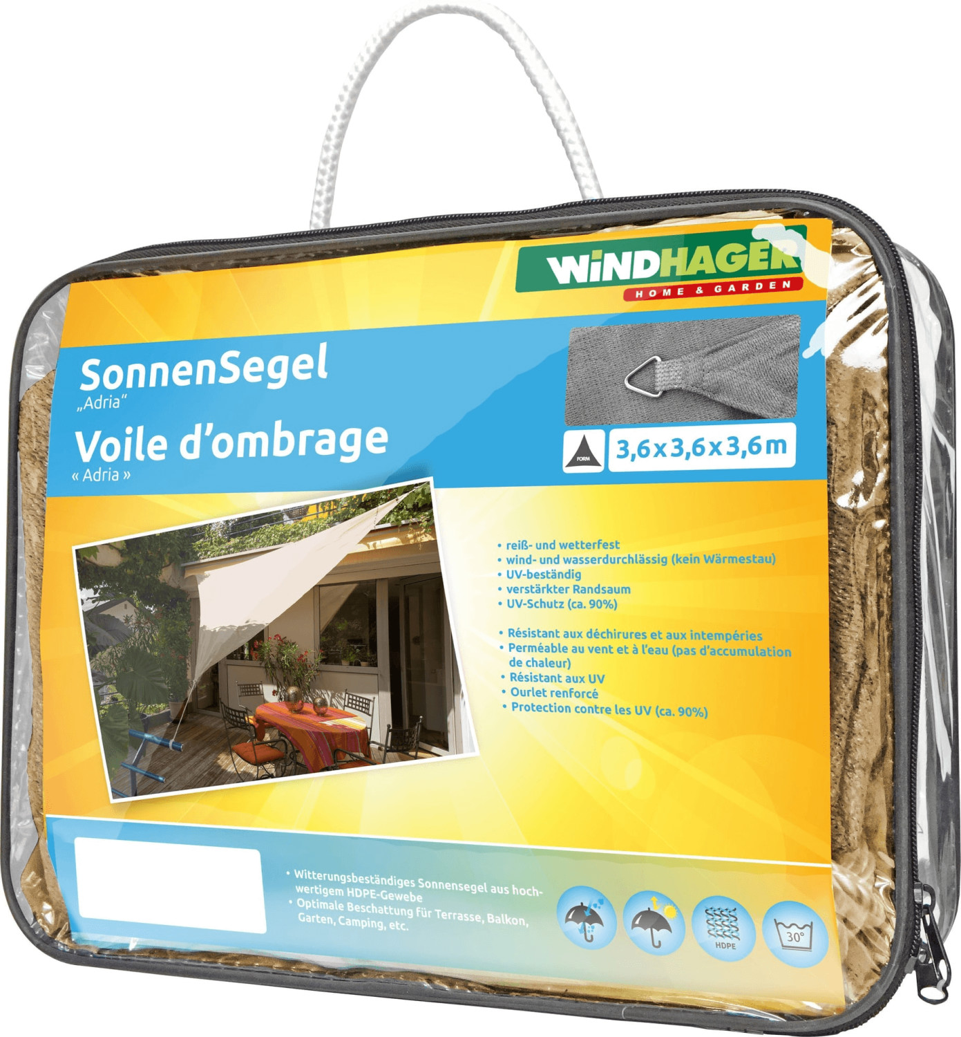 Windhager Sunsail Adria triangulaire 3,6 m beige