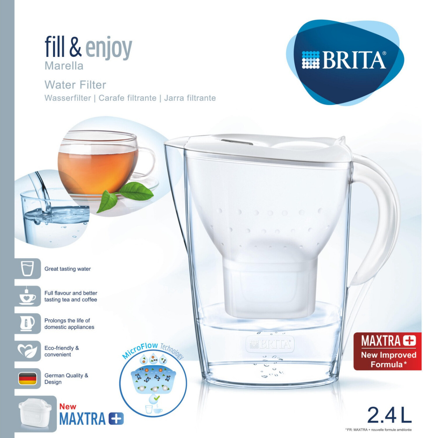 BRITA Carafe filtrante Marella rouge (2,4L) + 1 cartouche MAXTRA