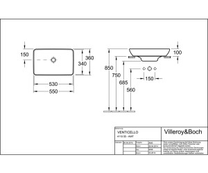 Villeroy & Boch VENTICELLO 55x36cm weiß CeramicPlus (411355R1) ab 
