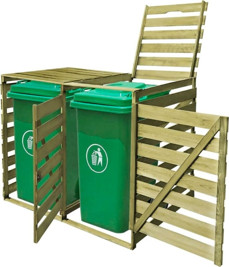 vidaXL Abri pour poubelle double 240 L bois imprégné
