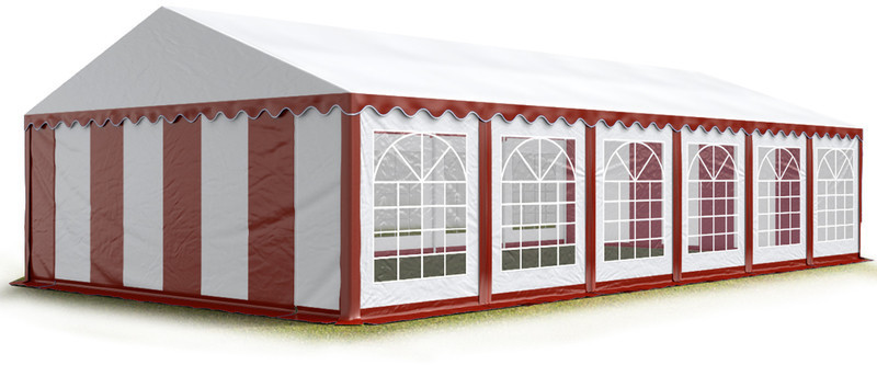 Toolport Tente de réception 6 x 12 m Economy blanc/rouge