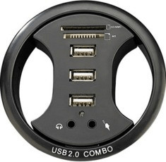 Xystec Tisch-Kabeldose 80 mm, mit USB-Hub, Card-Reader&Audioanschluss