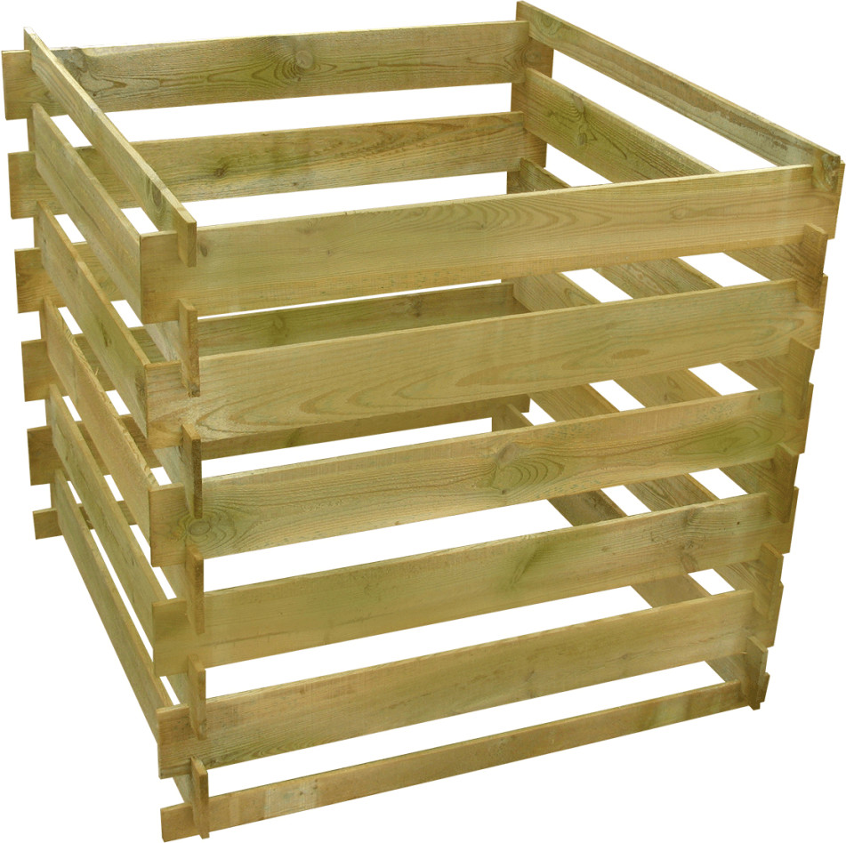 VidaXL Bac à compost carré en lattes en bois 0,54 m³