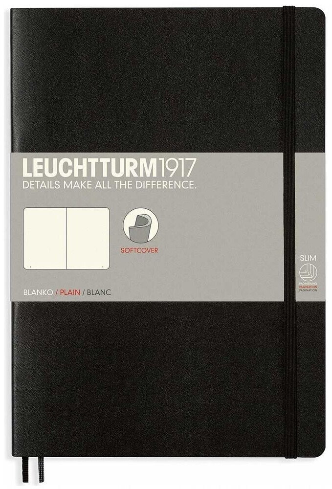 Leuchtturm1917 Notebook Softcover Composition (B5) Plain Black