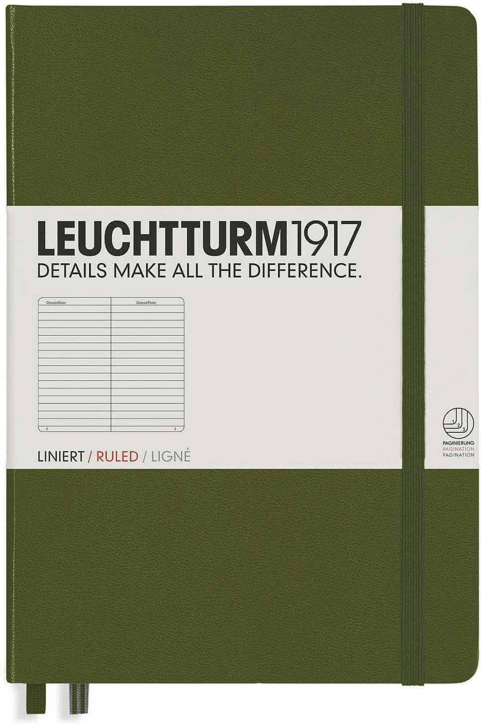 Leuchtturm1917 Pocket Notebook (A5) Hardcover Ruled Army
