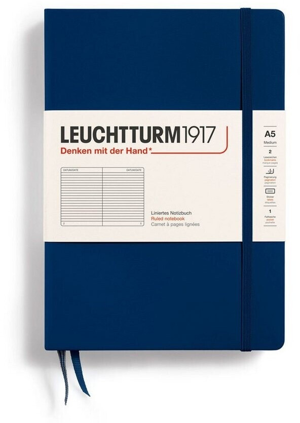 Leuchtturm1917 Pocket Notebook (A5) Hardcover Ruled Navy