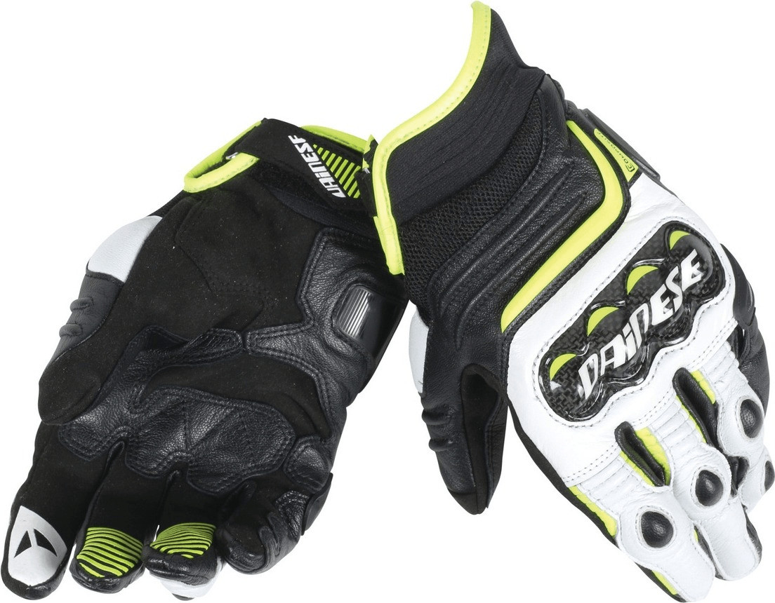 Dainese Gants Carbon D1 court noir/blanc/jaune fluo