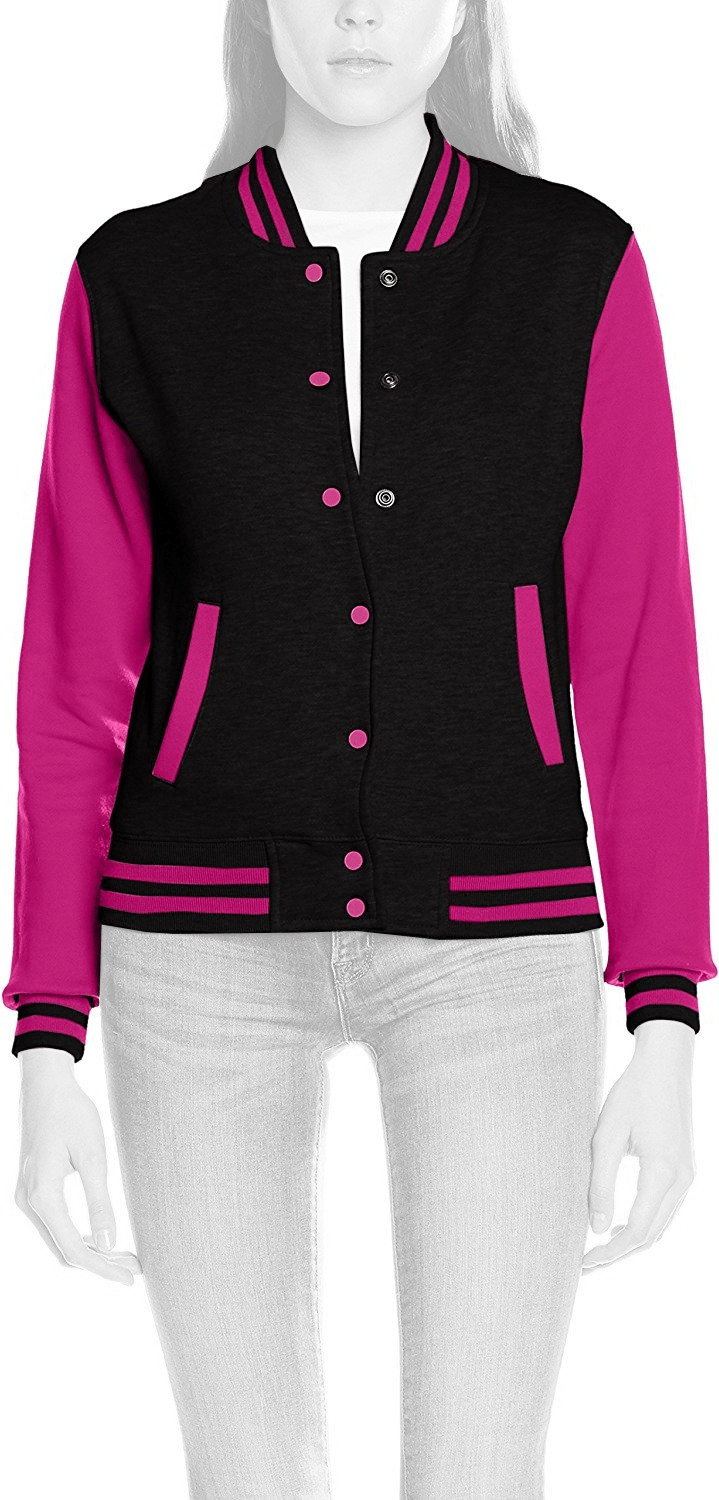 Urban Classics Ladies 2-Tone College Sweatjacket (TB218) black/fuchsia
