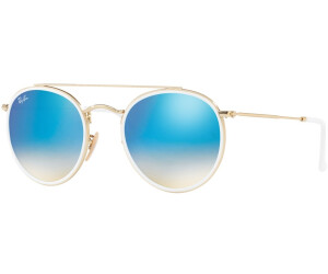 Ray Ban Round Double Bridge RB3647N 001 4O gold blue gradient flash au meilleur prix sur idealo
