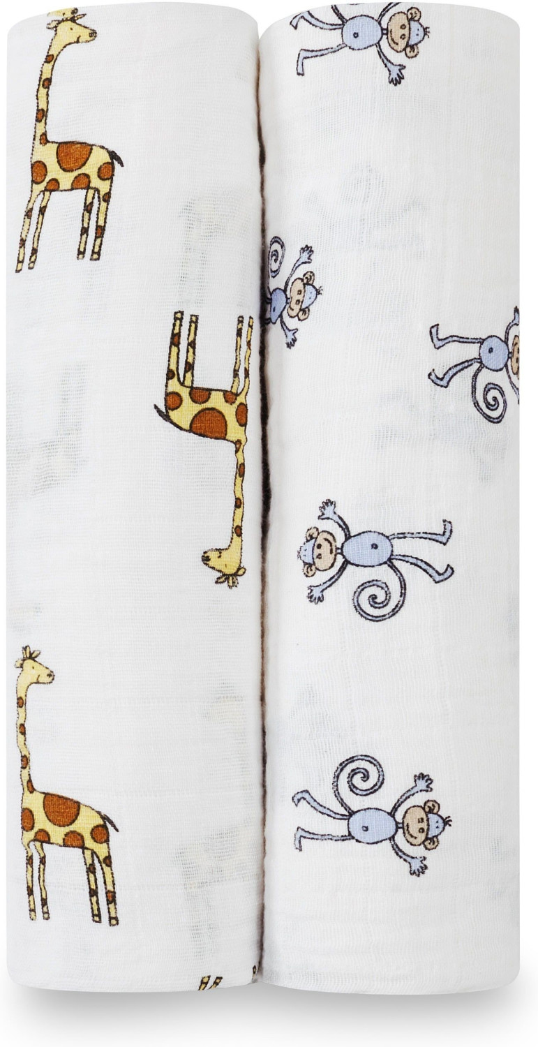 Aden + Anais Lot de 2 langes en mousseline 120 x 120 cm Jungle Jam