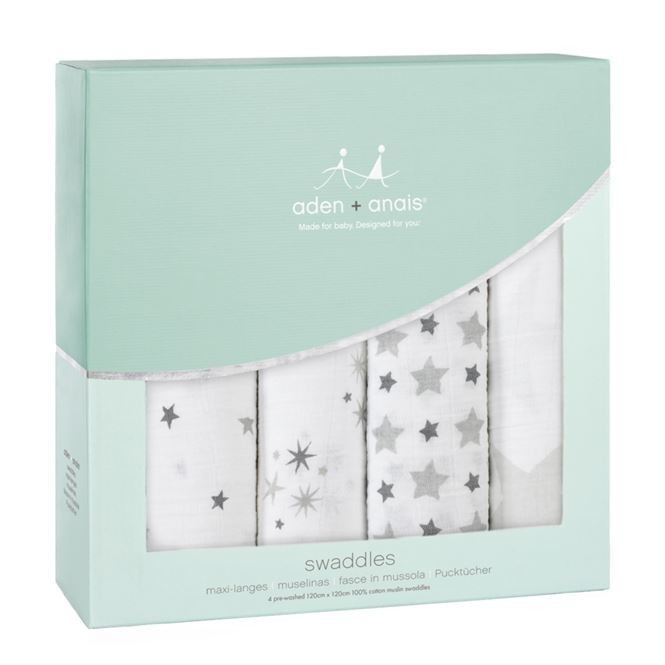 Aden + Anais Lot de 4 langes en mousseline 120 x 120 cm Twinkle