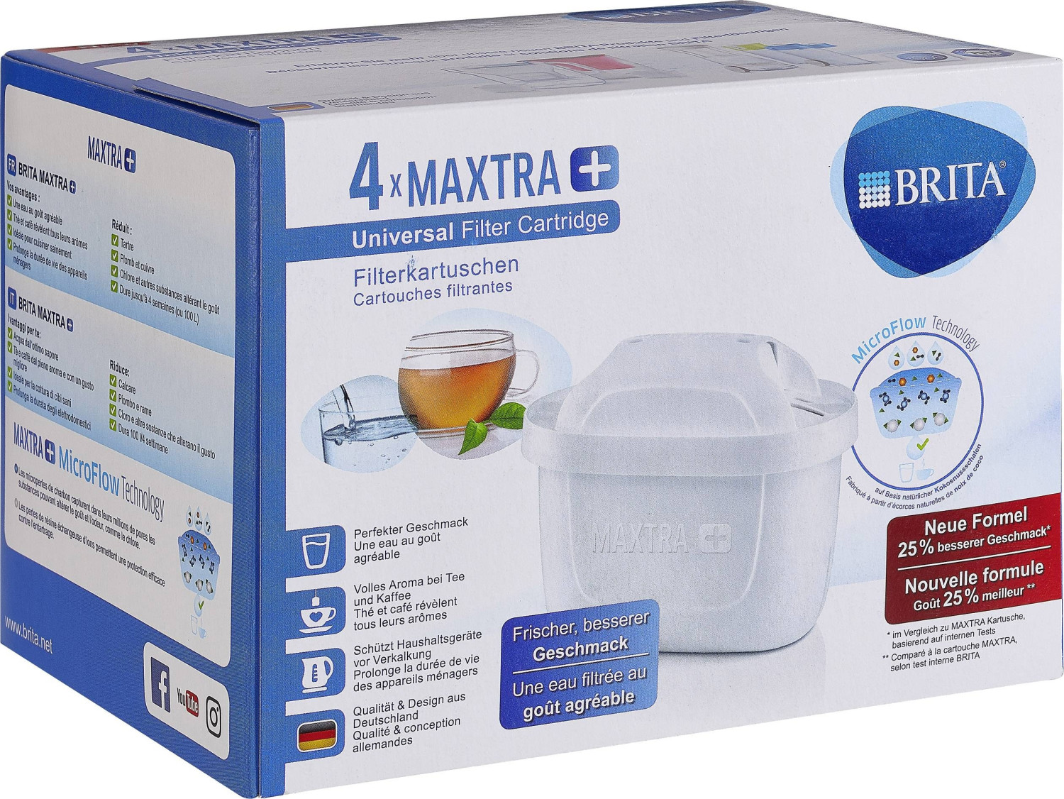  BRITA MAXTRA+ Water Filter Cartridges - Pack of 4 (EU  Version),4 Count (Pack of 1), White: Home & Kitchen