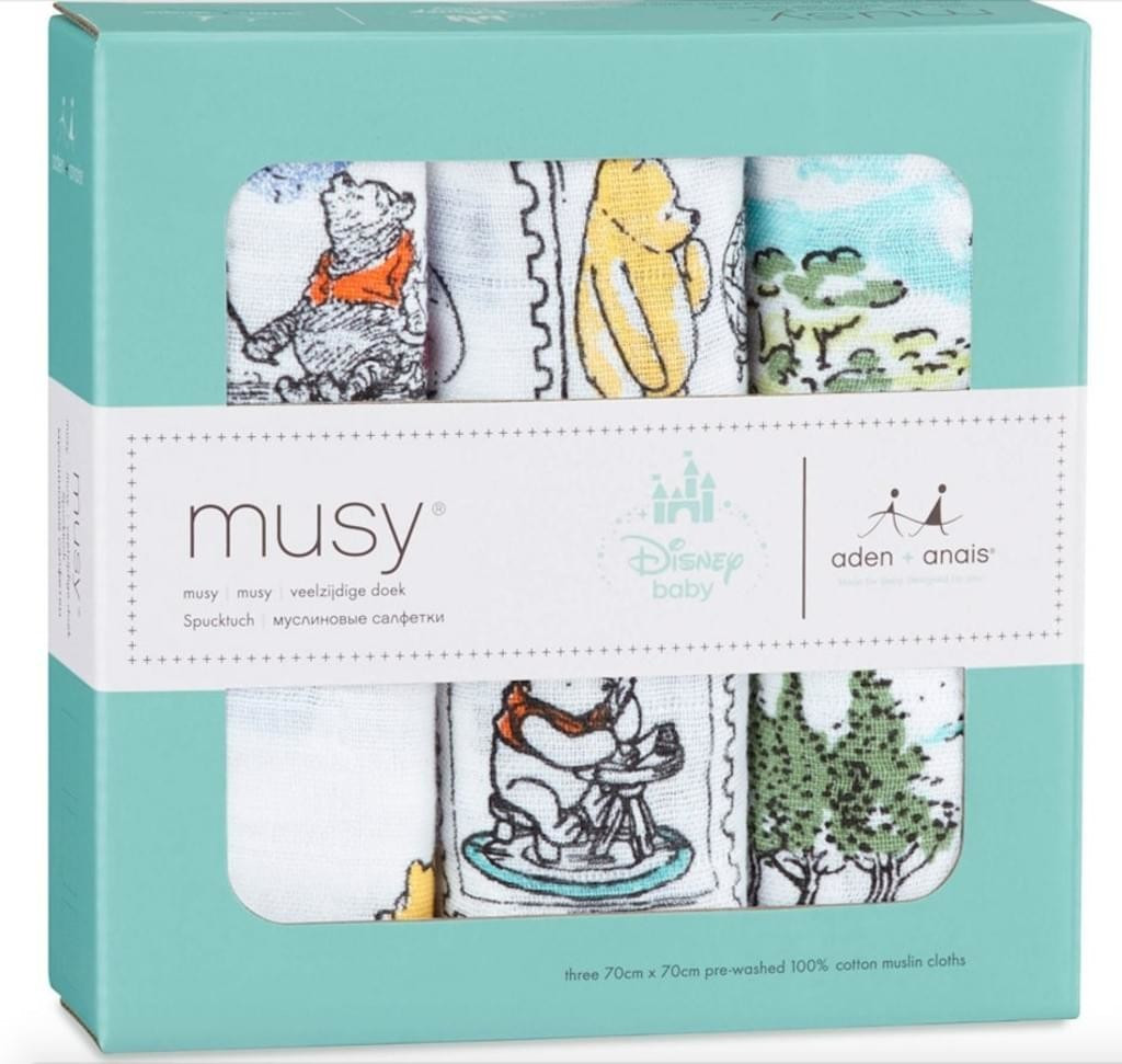 Aden + Anais Lot de 3 langes Musy Winnie l'ourson