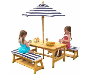 KidKraft Gartentisch und Bänke mit ab Sitzkissen Preisvergleich bei 214,12 und (00106) Sonnenschirm € 