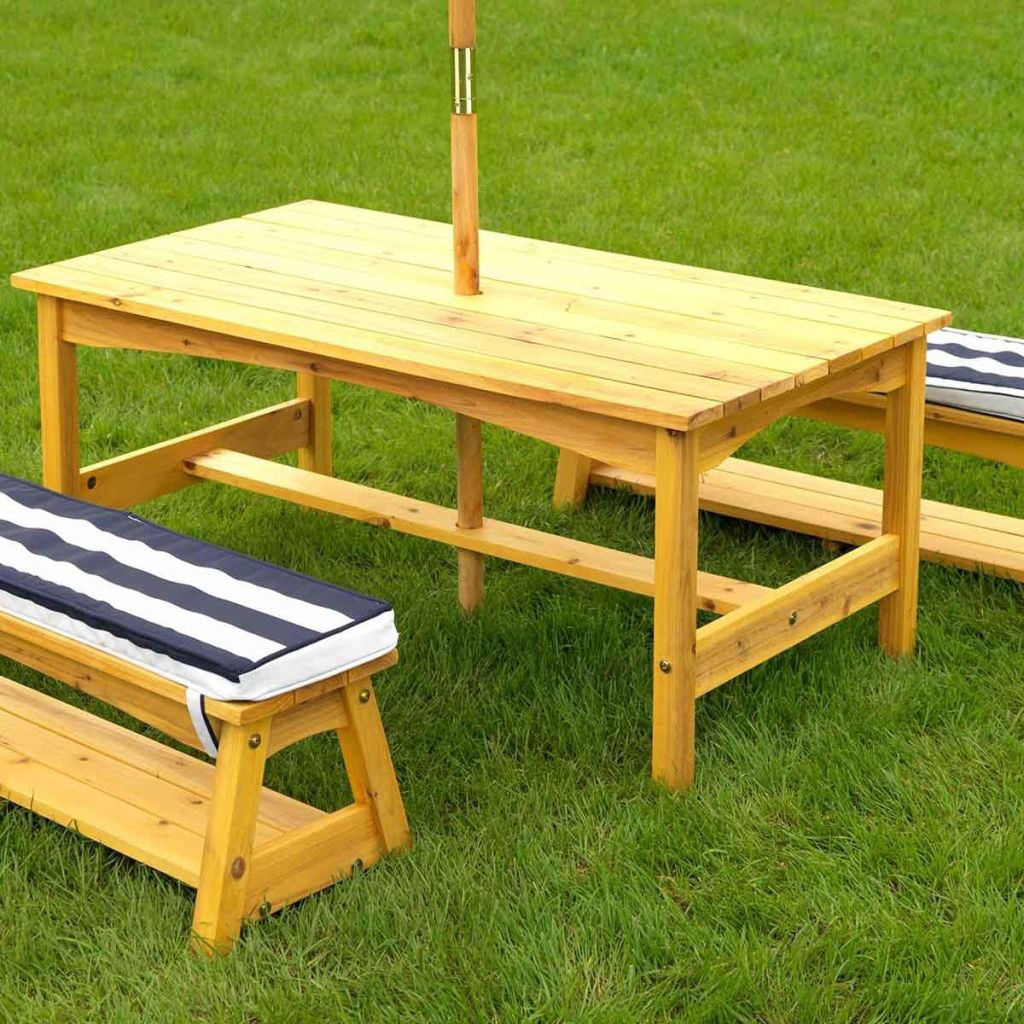 KidKraft Gartentisch und Bänke mit Sitzkissen und Sonnenschirm (00106) ab  214,12 € | Preisvergleich bei