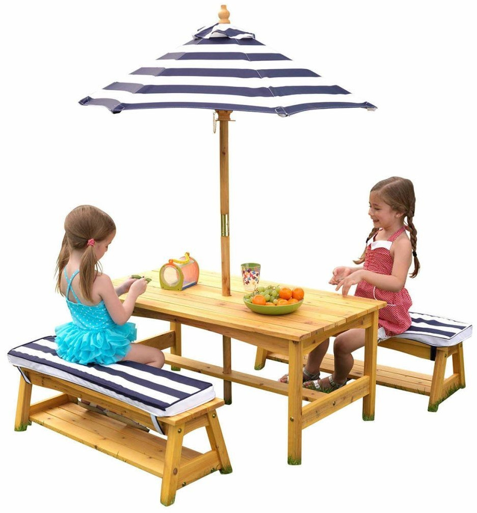 KidKraft Gartentisch bei ab Sonnenschirm Sitzkissen | 214,12 € mit Bänke und (00106) Preisvergleich und