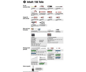 Meister Carro de herramientas Juego de herramientas de 156 piezas, con  ruedas, mango telescópico, caja de herramientas profesional llena, caja de  herramientas sobre ruedas, caja de herramientas completa con herramienta,  8971440. 