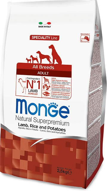 Image of Monge All Breeds Adult Agnello, Riso e Patate (2,5 Kg)