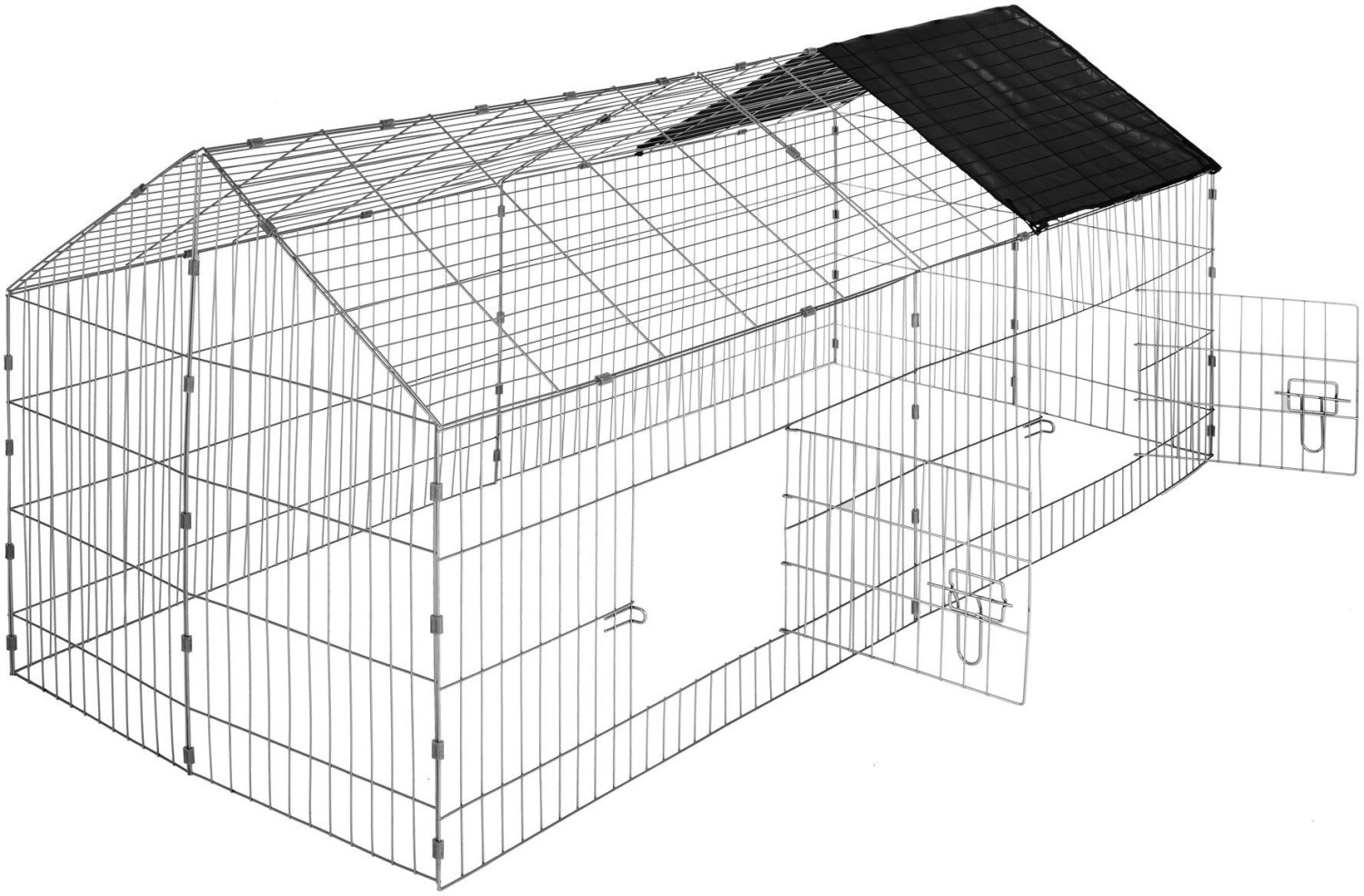 TecTake Clapier d'extérieur à lapins avec pare-soleil noir