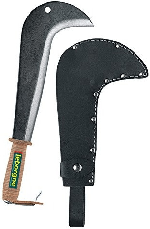 Leborgne Serpe de chasseur manche cuir avec étui