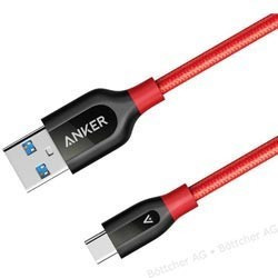 Photos - Cable (video, audio, USB) ANKER Tech  PowerLine+ USB-Cable 3.0 USB-A/-C  red (0,9m)