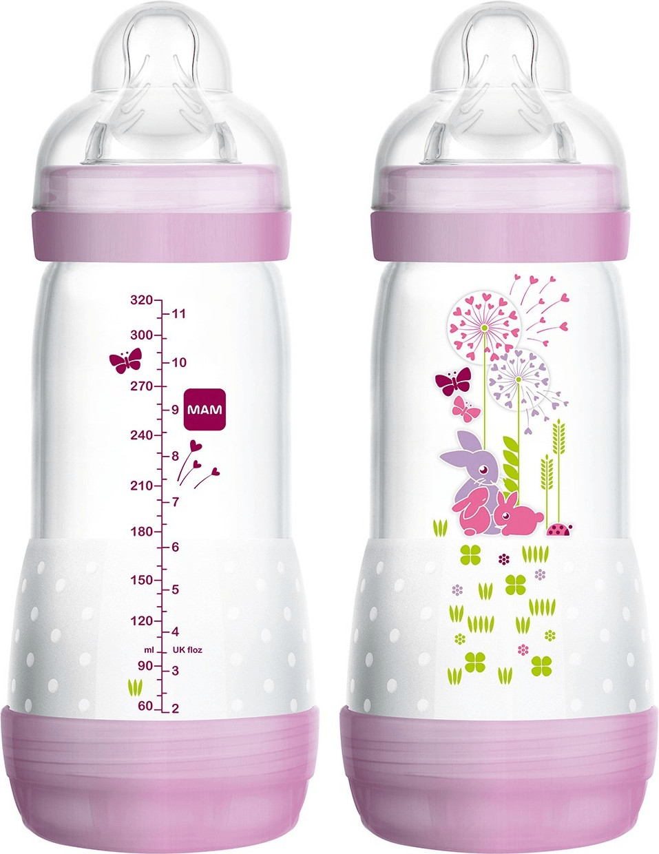 MAM Biberon anti-colique Easy Start 320 ml Nature Meadow rose