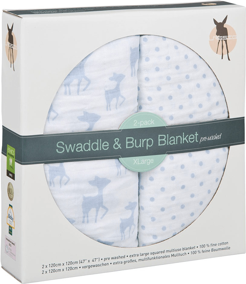 Lässig Swaddle & Burp Lela XL light blue