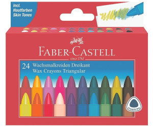 1 Stück 24er Etui Faber-Castell 120024 Dreikant-Wachsmalkreide 