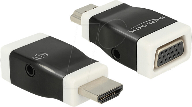 DeLock HDMI, 19-polig (M) - HD-15, Mini-Phone Stereo 3,5 mm (W) - Schwarz, weiß (65586)