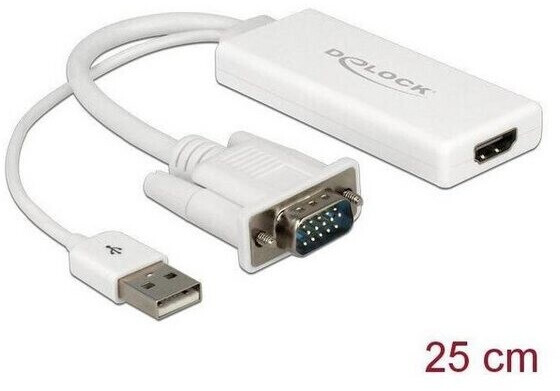 DeLock Adaptateur VGA vers USB 2.0/HDMI 0,25 m blanc au meilleur prix sur