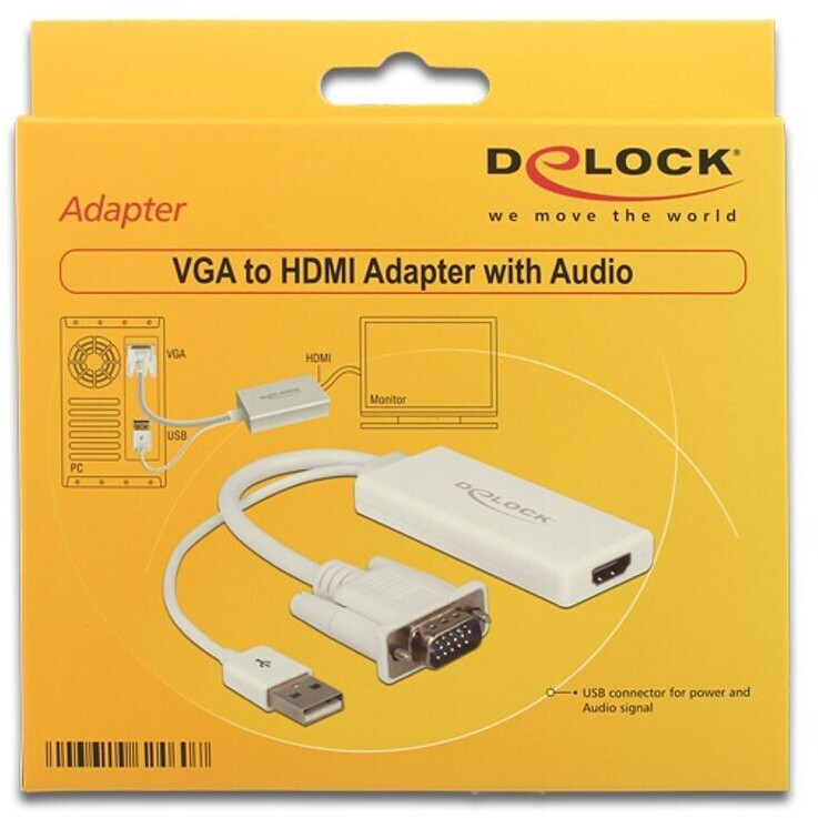 DeLock Adaptateur VGA vers USB 2.0/HDMI 0,25 m blanc au meilleur