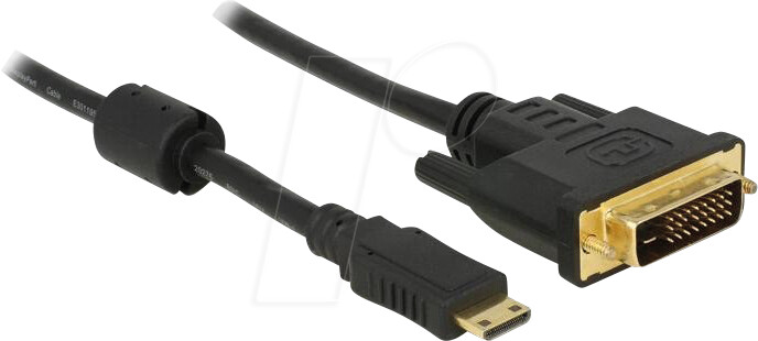 DeLock Videokabel - Dual Link - HDMI / DVI - 32 AWG - DVI-D (M) - Mini-HDMI, 19-polig (M) - 1,0m - Schwarz (83582)