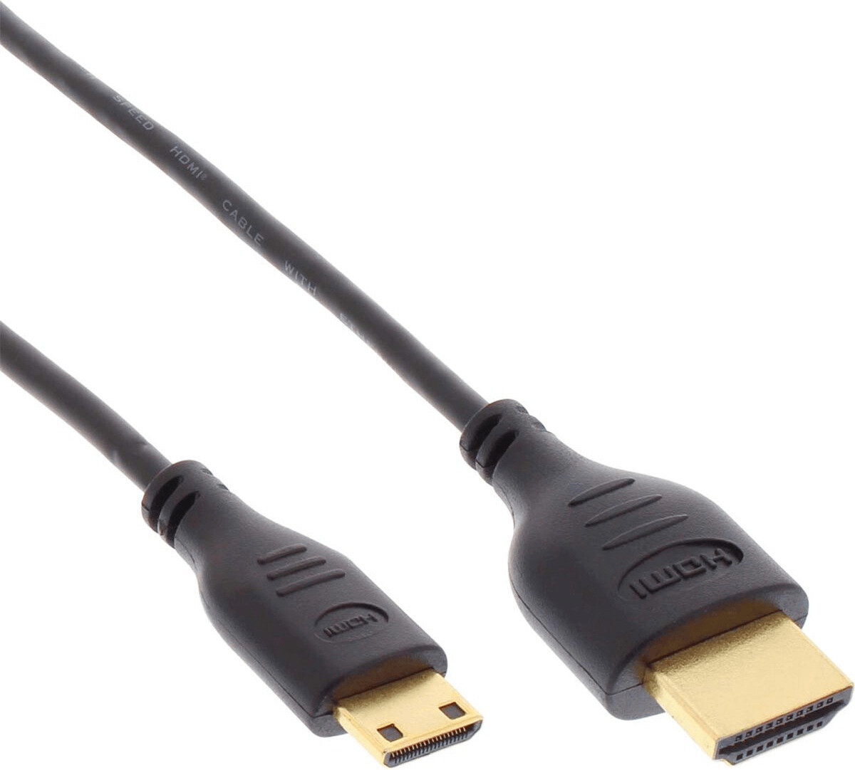 InLine 17555C HDMI Superslim Kabel A an C, HDMI-High Speed Ethernet, Premium schwarz/gold 0,5m