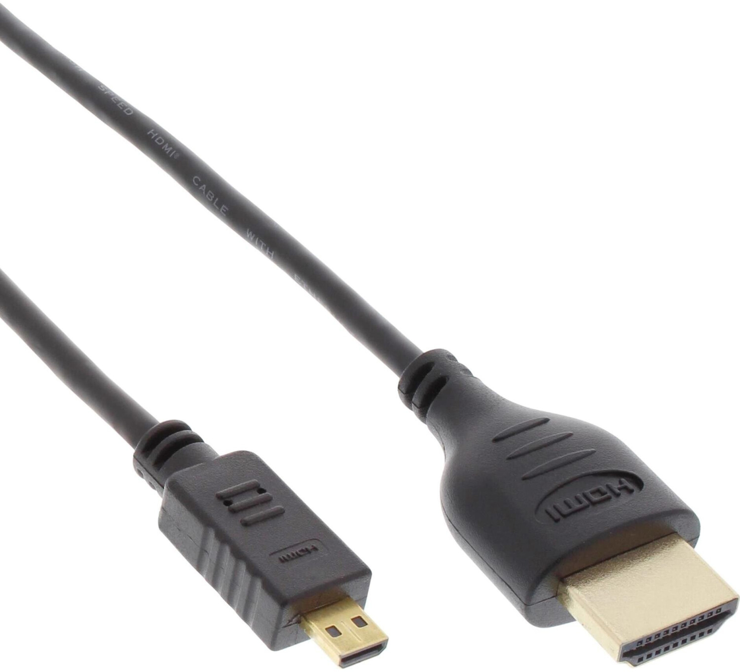 InLine 17501D HDMI Superslim Kabel A an D, HDMI-High Speed Ethernet, Premium, schwarz/gold, 1m