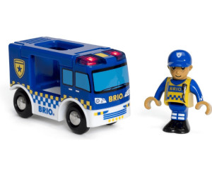 Brio World Eisenbahn Fahrzeug Polizeiwagen mit Licht und Sound 2 Teile 33825 